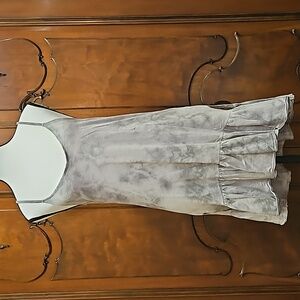 American Eagle Tie Dyed Spaghetti Strap Dress Y2K Ruffle Hem Gray Green Size XXS